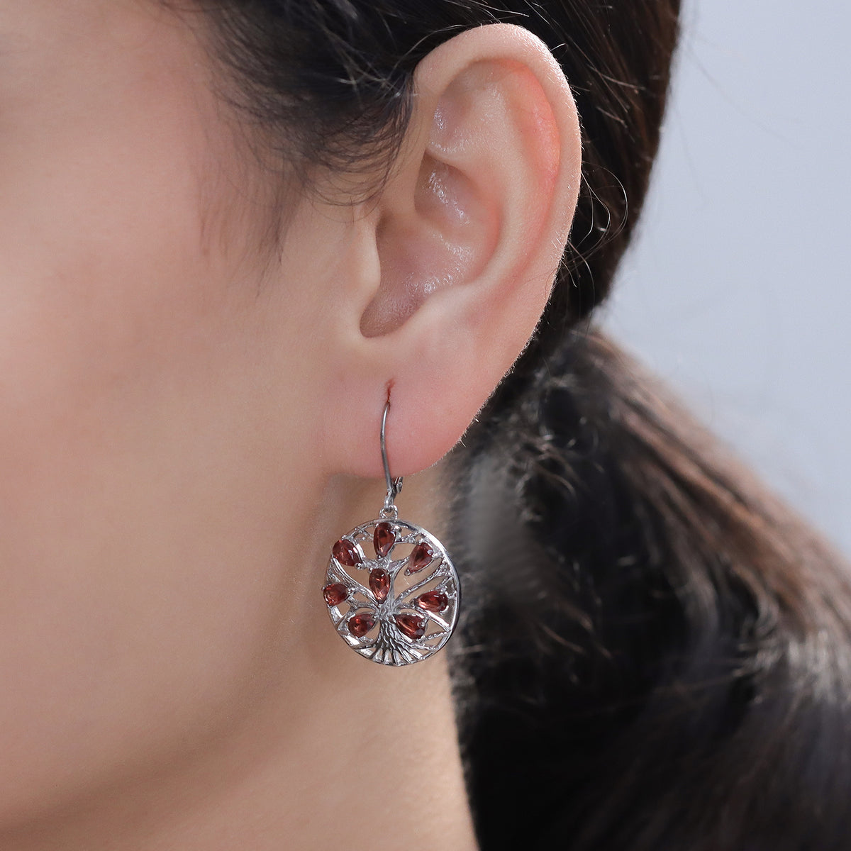 EverTrue - Red Garnet Earring with Lever Back 4.28 Ct. V32521329 2