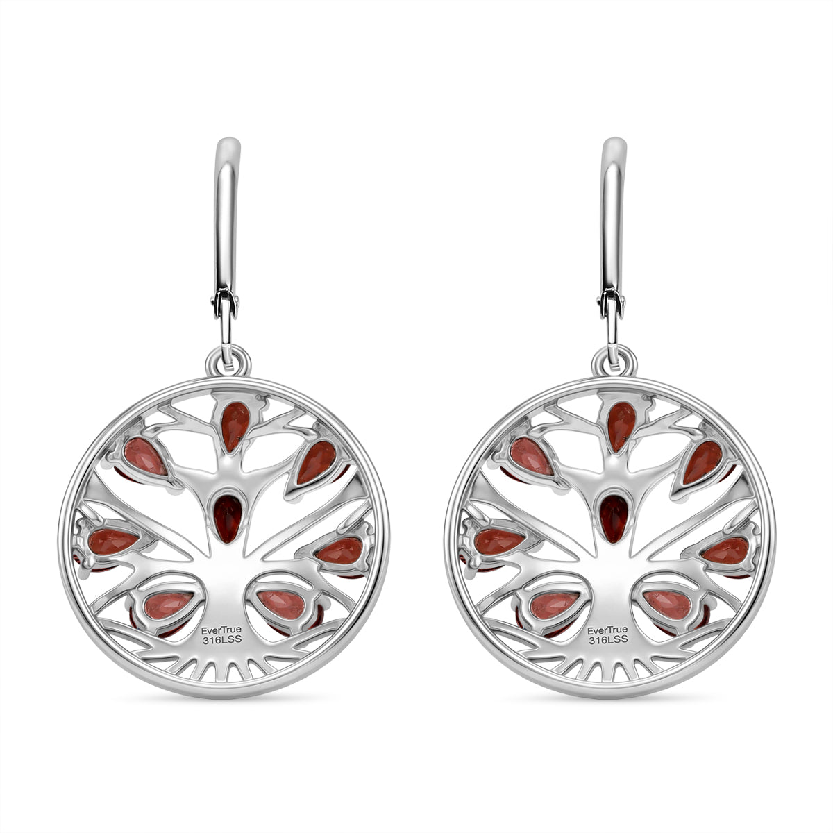 EverTrue - Red Garnet Earring with Lever Back 4.28 Ct. V32521329 5