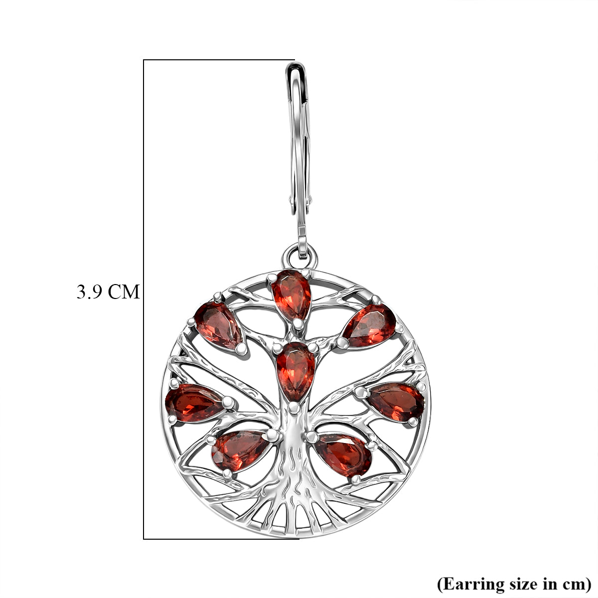 EverTrue - Red Garnet Earring with Lever Back 4.28 Ct. V32521329 6