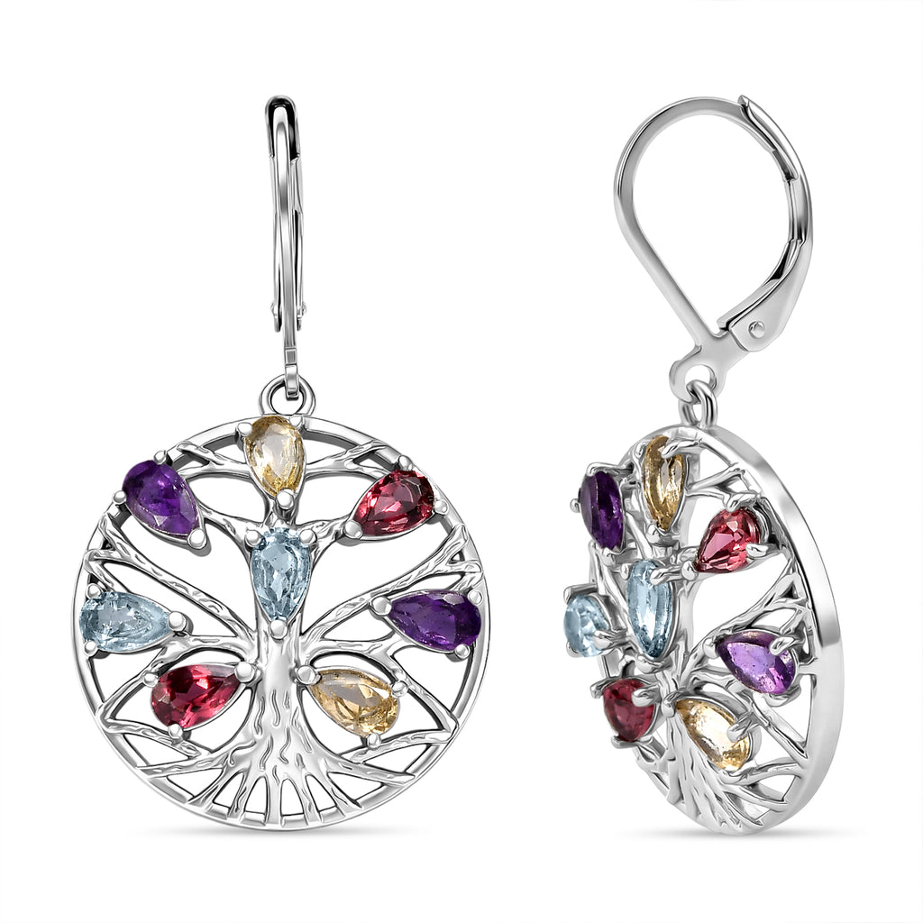 EverTrue - Orissa Rose Garnet & Multi Gemstones Earring with Lever Back 3.80 Ct._8528110