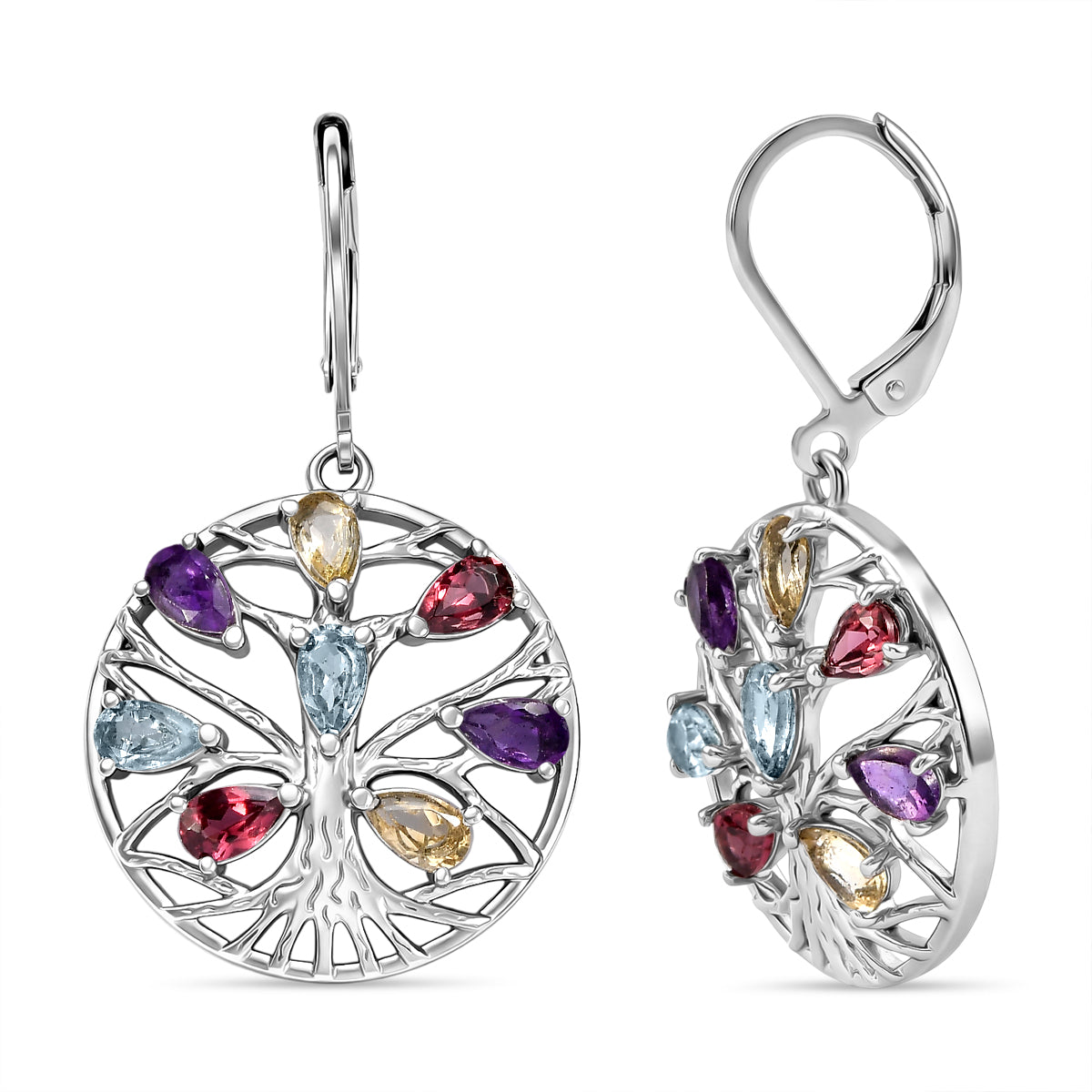 Orissa Rose Garnet &amp; Multi Gemstones Earring with Lever Back 3.80 Ct. V32521051 0