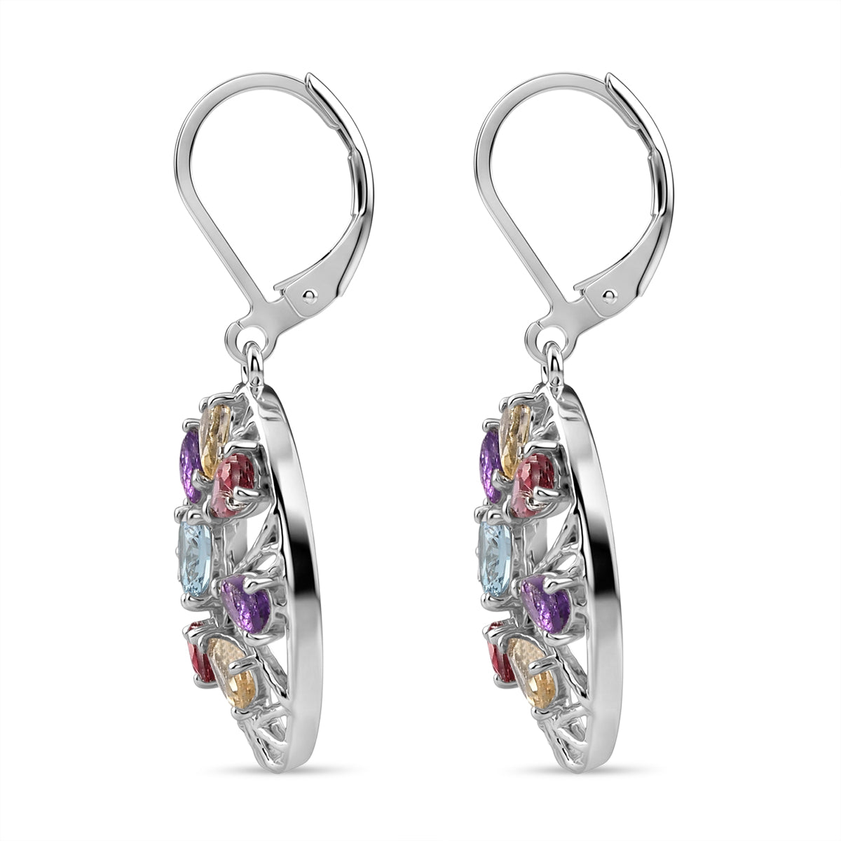Orissa Rose Garnet &amp; Multi Gemstones Earring with Lever Back 3.80 Ct. V32521051 4