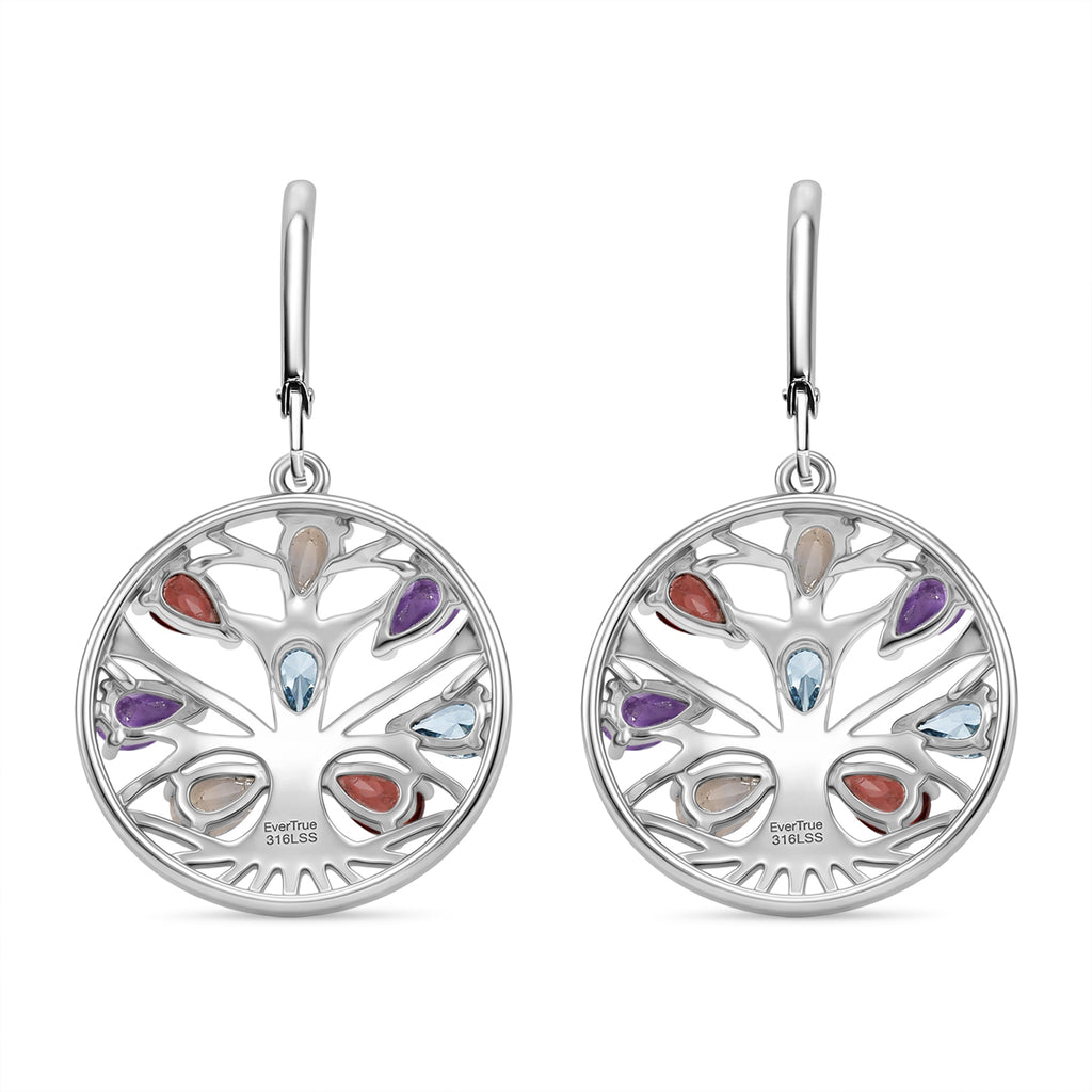 EverTrue - Orissa Rose Garnet & Multi Gemstones Earring with Lever Back 3.80 Ct._8528110_4