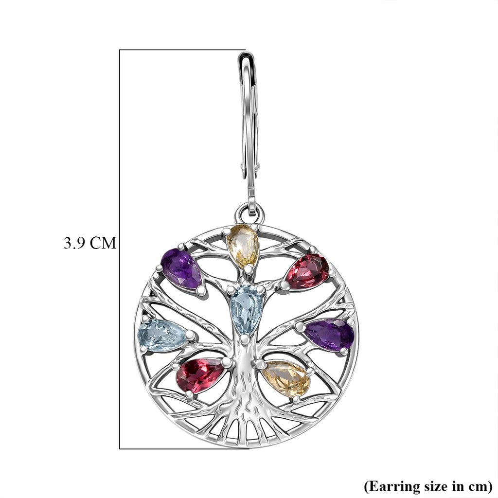 EverTrue - Orissa Rose Garnet & Multi Gemstones Earring with Lever Back 3.80 Ct._8528110_5