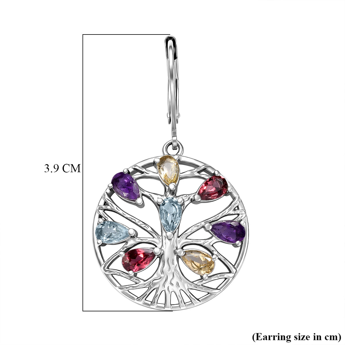 Orissa Rose Garnet &amp; Multi Gemstones Earring with Lever Back 3.80 Ct. V32521051 6