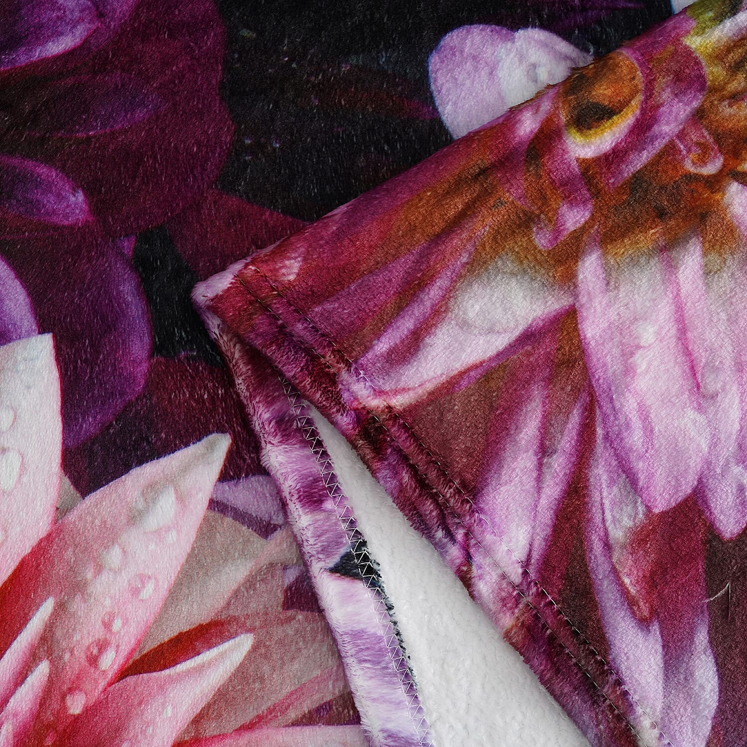 LIVMORE Single-Sided Digital Print Flannel Blanket (150x200cm) - Dahlias V32514811 3