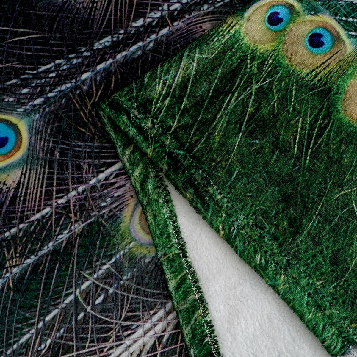 LIVMORE Peacock Print Soft Flannel Fleece Throw Blanket (154 x 212 cm) - Multi-Colour V32636706 4