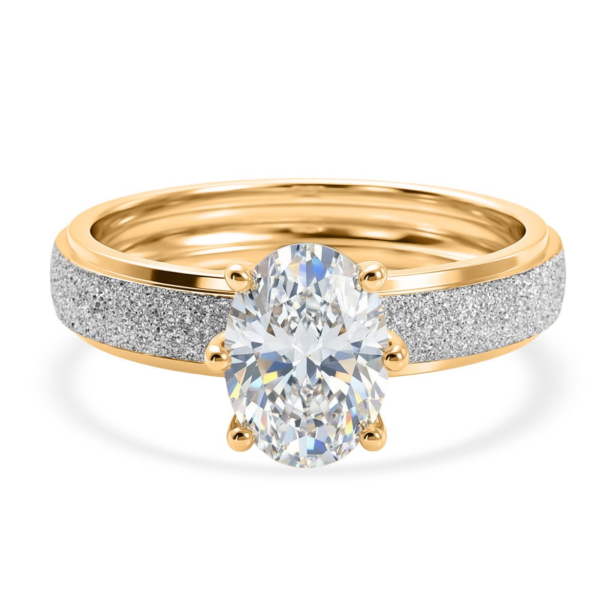 LUXURIANT 1 Ct. Lab Grown Diamond Oval Cut Solitaire Ring in 18K Vermeil Yellow Gold &amp; Rhodium Overlay Sterling Silver (SI-G-H) 8528130 0