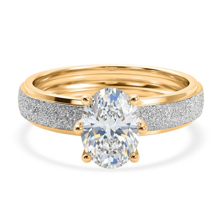 LUXURIANT 1 Ct. Lab Grown Diamond Oval Cut Solitaire Ring in 18K Vermeil Yellow Gold &amp; Rhodium Overlay Sterling Silver (SI-G-H) 8528130 1