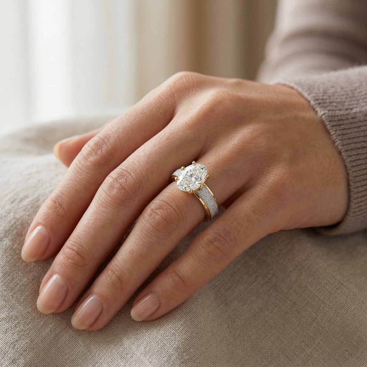 LUXURIANT 1 Ct. Lab Grown Diamond Oval Cut Solitaire Ring in 18K Vermeil Yellow Gold &amp; Rhodium Overlay Sterling Silver (SI-G-H) 8528130 2
