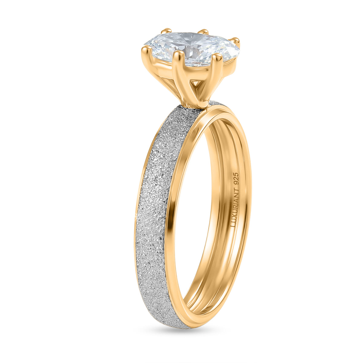 LUXURIANT 1 Ct. Lab Grown Diamond Oval Cut Solitaire Ring in 18K Vermeil Yellow Gold &amp; Rhodium Overlay Sterling Silver (SI-G-H) 8528130 4