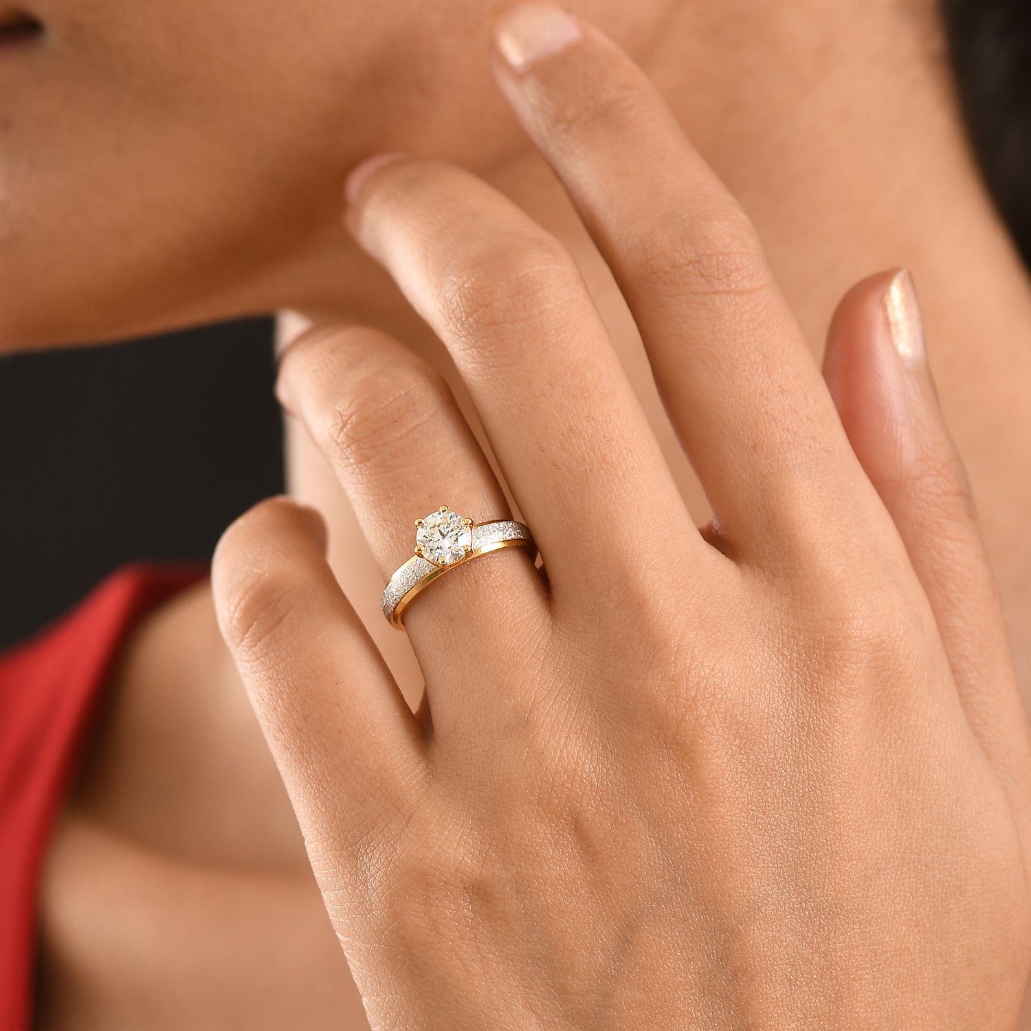 LUXURIANT 1 Ct. Lab Grown Diamond Round Cut Solitaire Ring in 18K Vermeil Yellow Gold &amp; Rhodium Overlay Sterling Silver (SI-G-H) 8528157 2