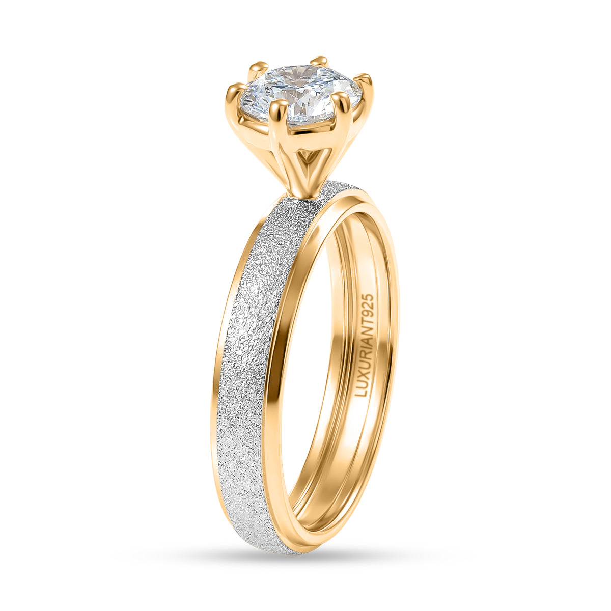 LUXURIANT 1 Ct. Lab Grown Diamond Round Cut Solitaire Ring in 18K Vermeil Yellow Gold &amp; Rhodium Overlay Sterling Silver (SI-G-H) 8528157 4