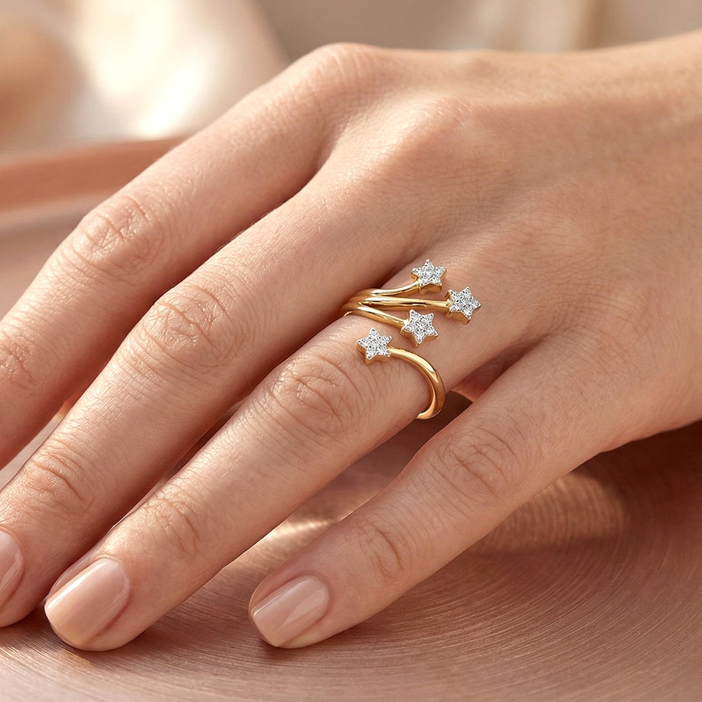 GP - White Diamond & Blue Sapphire Star Ring in 18K Vermeil Yellow Gold Plated Sterling Silver_8528204_1