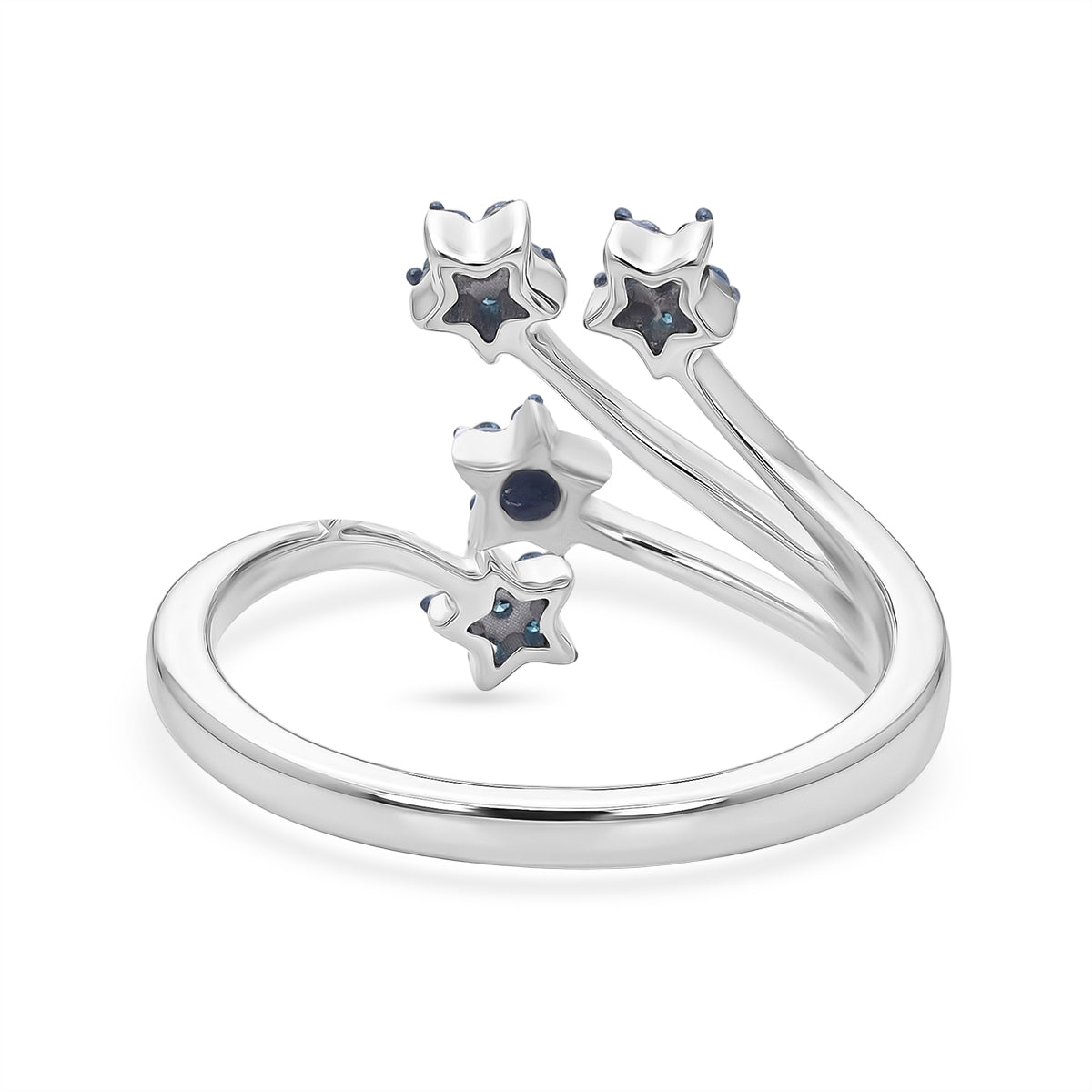 GP - Celestial Dream Collection - Blue Diamond &amp; Blue Sapphire Shooting Star Ring in Rhodium Overlay Sterling Silver V32574414 5