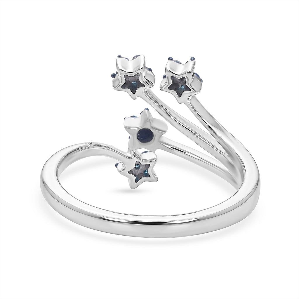 GP - Blue Diamond & Blue Sapphire Shooting Star Ring in Rhodium Overlay Sterling Silver_8528227_4