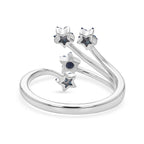 GP - Blue Diamond & Blue Sapphire Shooting Star Ring in Rhodium Overlay Sterling Silver_8528227_4