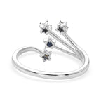 GP - Multi Diamond & Blue Sapphire Shooting Star Ring in Rhodium Overlay Sterling Silver_8528238_4