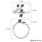 GP - Multi Diamond & Blue Sapphire Shooting Star Ring in Rhodium Overlay Sterling Silver_8528238_5