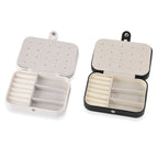 LIVMORE Set of 2 Travel Jewellery Box Organisers with Snap Button Closure (15.5x10.5x5cm) - Black & White_8528435