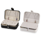 LIVMORE Set of 2 Travel Jewellery Box Organisers with Snap Button Closure (15.5x10.5x5cm) - Black & White_8528435_3