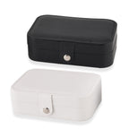 LIVMORE Set of 2 Travel Jewellery Box Organisers with Snap Button Closure (15.5x10.5x5cm) - Black & White_8528435_4