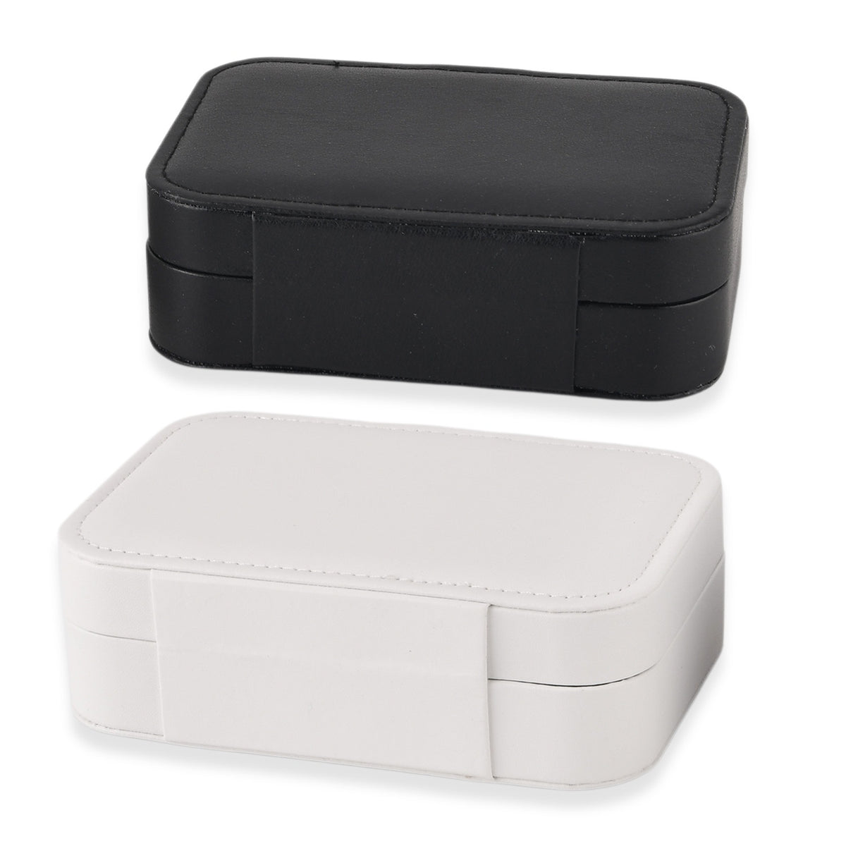 LIVMORE Set of 2 Travel Jewellery Box Organisers with Snap Button Closure (15.5x10.5x5cm) - Black &amp; White V32637716 6