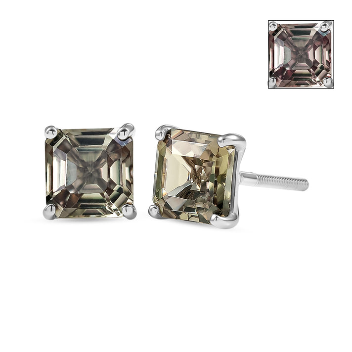 Collector Edition- Rhapsody 950 Platinum AAAA Asscher Cut Natural TURKIZITE Earring with Screw Back 5.25 Cts 8528562 1