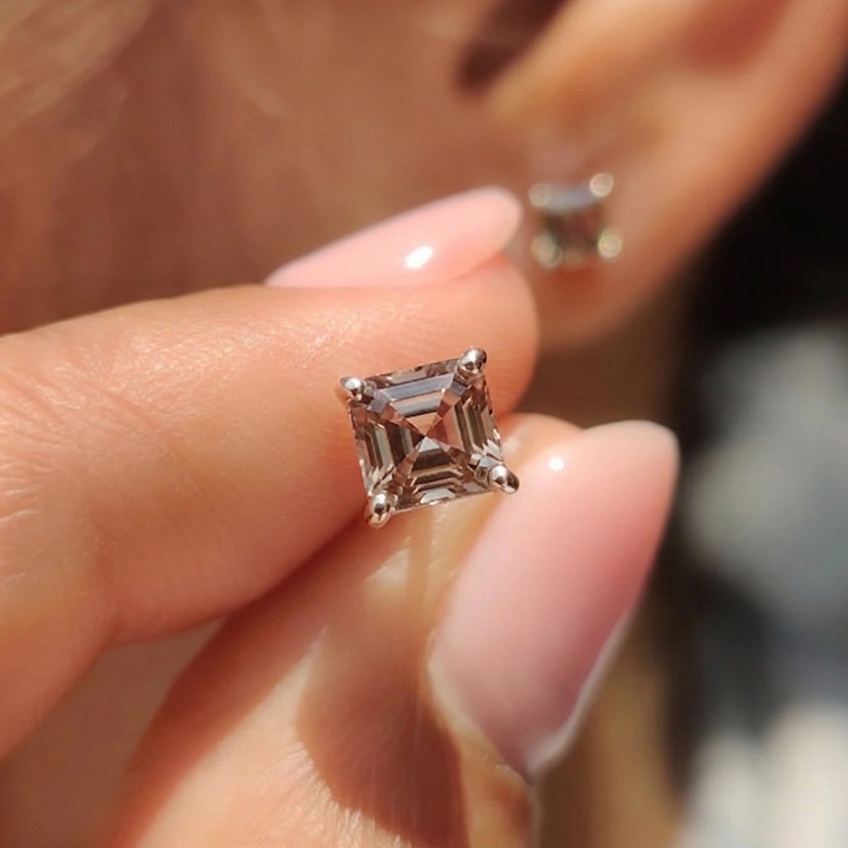 Collector Edition- Rhapsody 950 Platinum AAAA Asscher Cut Natural TURKIZITE Earring with Screw Back 5.25 Cts V32607875 5