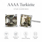 Collector Edition- Rhapsody 950 Platinum AAAA Asscher Cut Natural TURKIZITE Earring with Screw Back 5.25 Cts_8528562_5