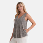 La Marey Pleated V-Neck Floral Tunic Top (One Size, 8-18) - Stone_8528625_3