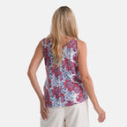 La Marey Pleated V-Neck Floral Tunic Top (One Size, 8-18) - Red_8528627_2