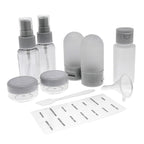 9-Piece Travel Bottle Set - Leak Proof Refillable Cosmetic Containers with Spray Pump Bottles and Funnel - Grey_8528809_1