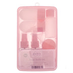 9-Piece Travel Bottle Set - Leak Proof Refillable Cosmetic Containers with Spray Pump Bottles and Funnel - Pink_8528810