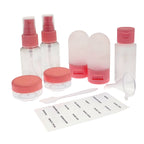 9-Piece Travel Bottle Set - Leak Proof Refillable Cosmetic Containers with Spray Pump Bottles and Funnel - Pink_8528810_1