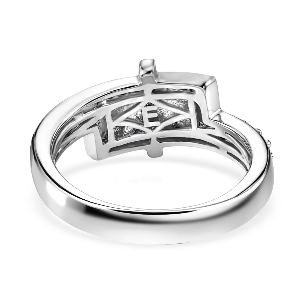 Natural White Diamond Bypass Ring in Platinum &amp; Yellow Pen Plating 8528871 5