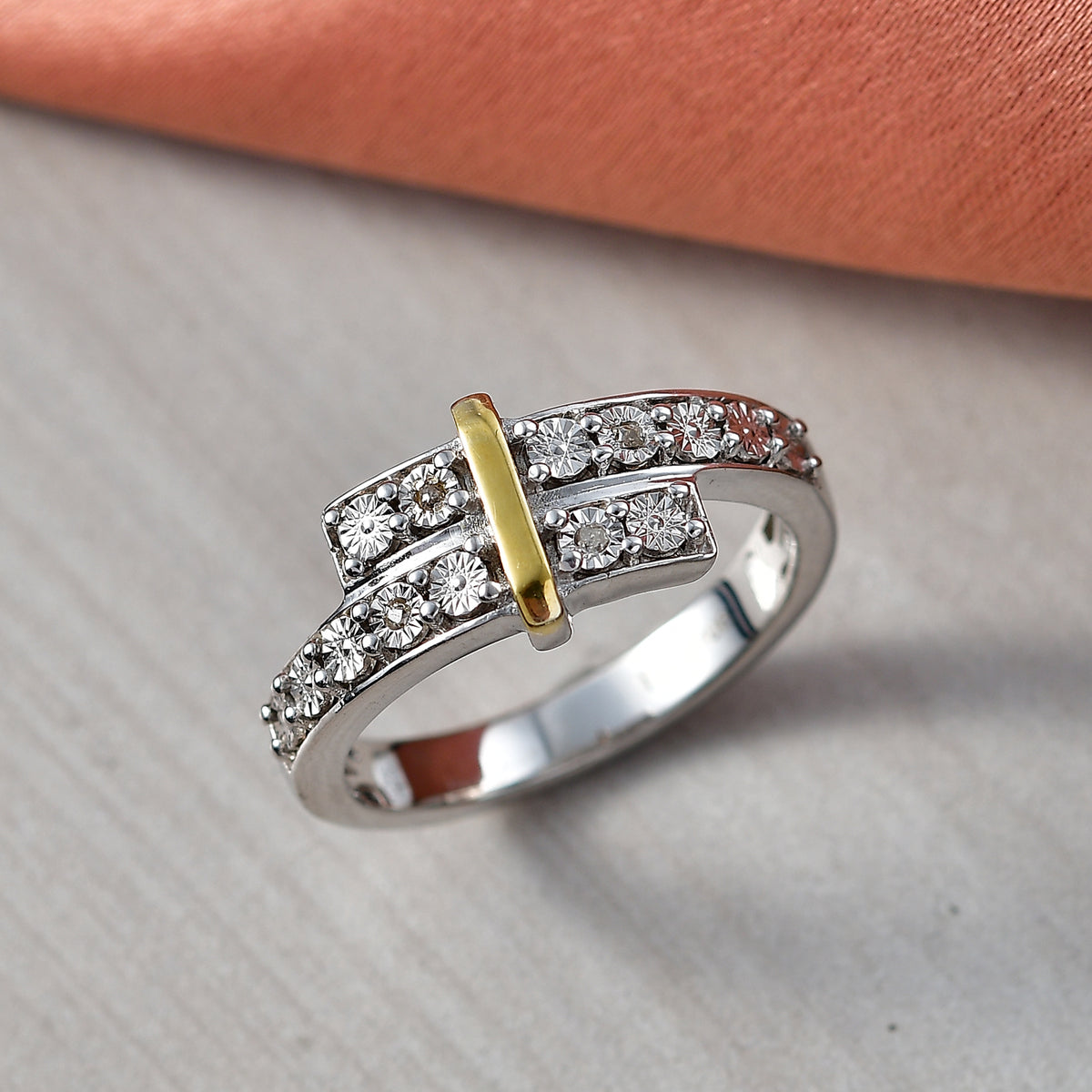 Natural White Diamond Bypass Ring in Platinum &amp; Yellow Pen Plating V32513302 3