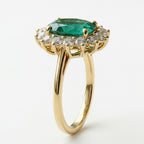 AAA Lab Grown Colombian Emerald and Lab Grown Diamond (SI-G/H 0.75 Cts) Halo Ring in 18K Vermeil Sterling Silver 3.25 Ct._8528907_3