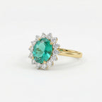 AAA Lab Grown Colombian Emerald and Lab Grown Diamond (SI-G/H 0.75 Cts) Halo Ring in 18K Vermeil Sterling Silver 3.25 Ct._8528907_4
