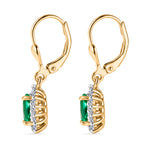 Luxuriant - Lab Grown Columbian Emerald and Lab Grown Diamond (SI-G/H) Halo Earring with Lever Back in 18K Vermeil Sterling Silver 1.78 Ct._8528966_3
