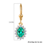 Luxuriant - Lab Grown Columbian Emerald and Lab Grown Diamond (SI-G/H) Halo Earring with Lever Back in 18K Vermeil Sterling Silver 1.78 Ct._8528966_7