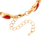 Bloomstone Collection - Created White Cat's Eye Cluster Bracelet (Size - 7+2 Ext) with Red & Pink Enameling_8528993_4