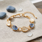 Bloomstone Collection - Abalone Shell Leaf-Shaped Link Bracelet (Size - 6.5-2 Ext)