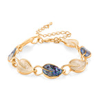 Bloomstone Collection - Abalone Shell Leaf-Shaped Link Bracelet (Size - 6.5-2 Ext)
