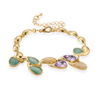 Bloomstone Collection - Created White Cat's Eye, Created Green Cat's Eye & Purple Crystal Bracelet (Size - 7+2 Ext) 2.80 Ct._8529070