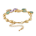 Bloomstone Collection - Created White Cat's Eye, Created Green Cat's Eye & Purple Crystal Bracelet (Size - 7+2 Ext) 2.80 Ct._8529070_3
