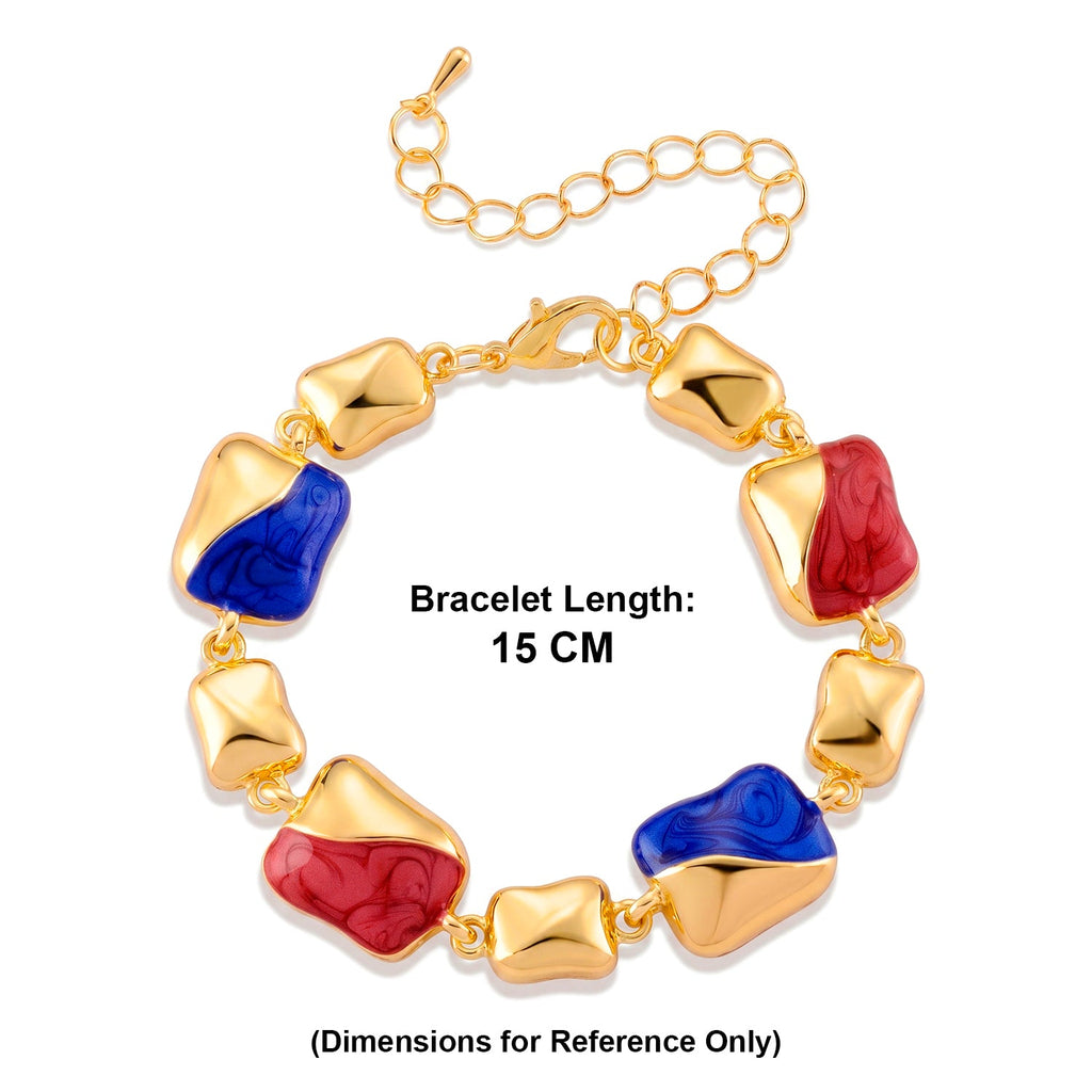 Bloomstone Collection - Glossy Enamel Stones Abstract Bracelet (Size - 6.25-2 Ext)