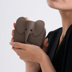 Genuine Leather Elephant RFID Zip Around Card Holder Wallet - Grey_8529489_3