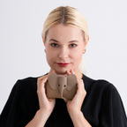 Genuine Leather Elephant RFID Zip Around Card Holder Wallet - Khaki_8529490_2