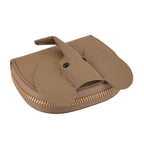 Genuine Leather Elephant RFID Zip Around Card Holder Wallet - Khaki_8529490_7